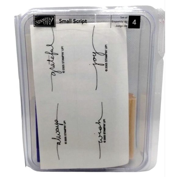 Stampin Up Small Script 4 Piece Rubber Stamp Kit Unmounted 2005 Sayings Phrases - Picture 1 of 4